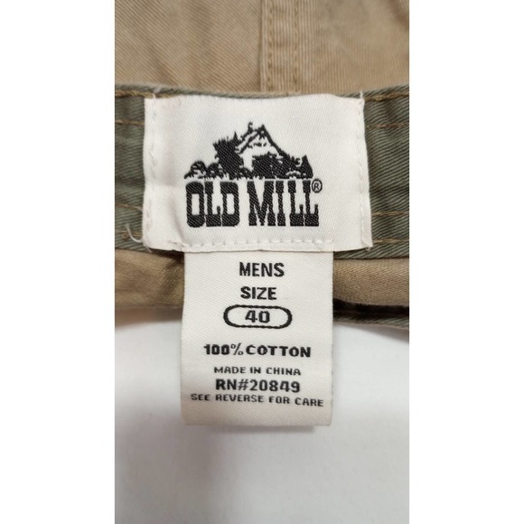 Old Mill cargo shorts 40" waist khaki tan mid length at the knee 100% cotton - Picture 4 of 6
